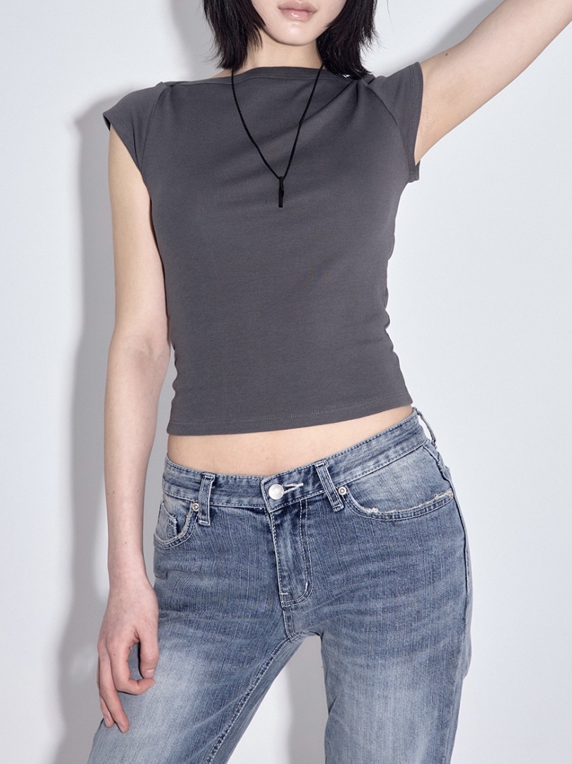 Low-Rise Distressed Bootcut Denim