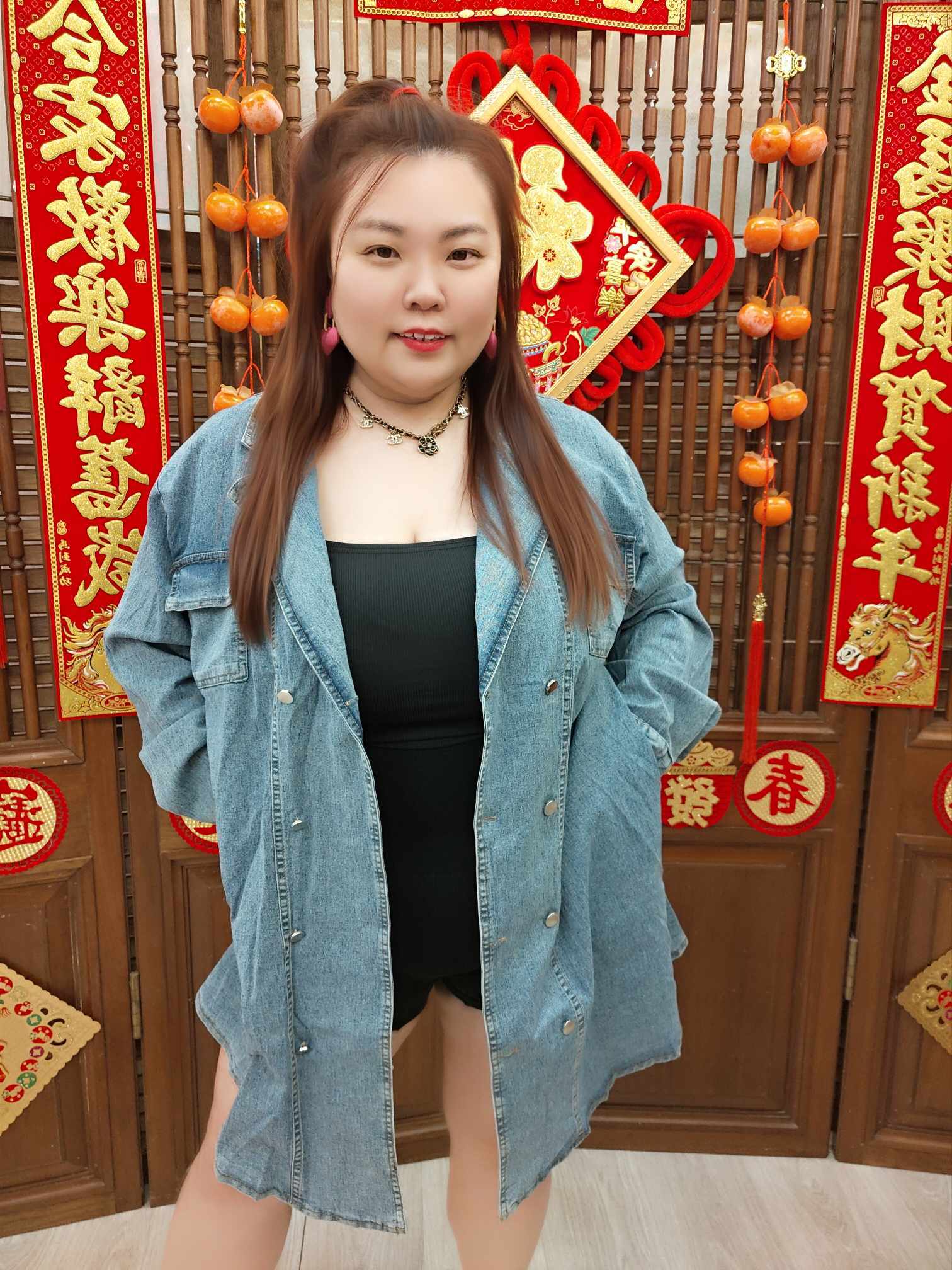 NJD07 TW#993 牛仔双排扣长袖连衣裙