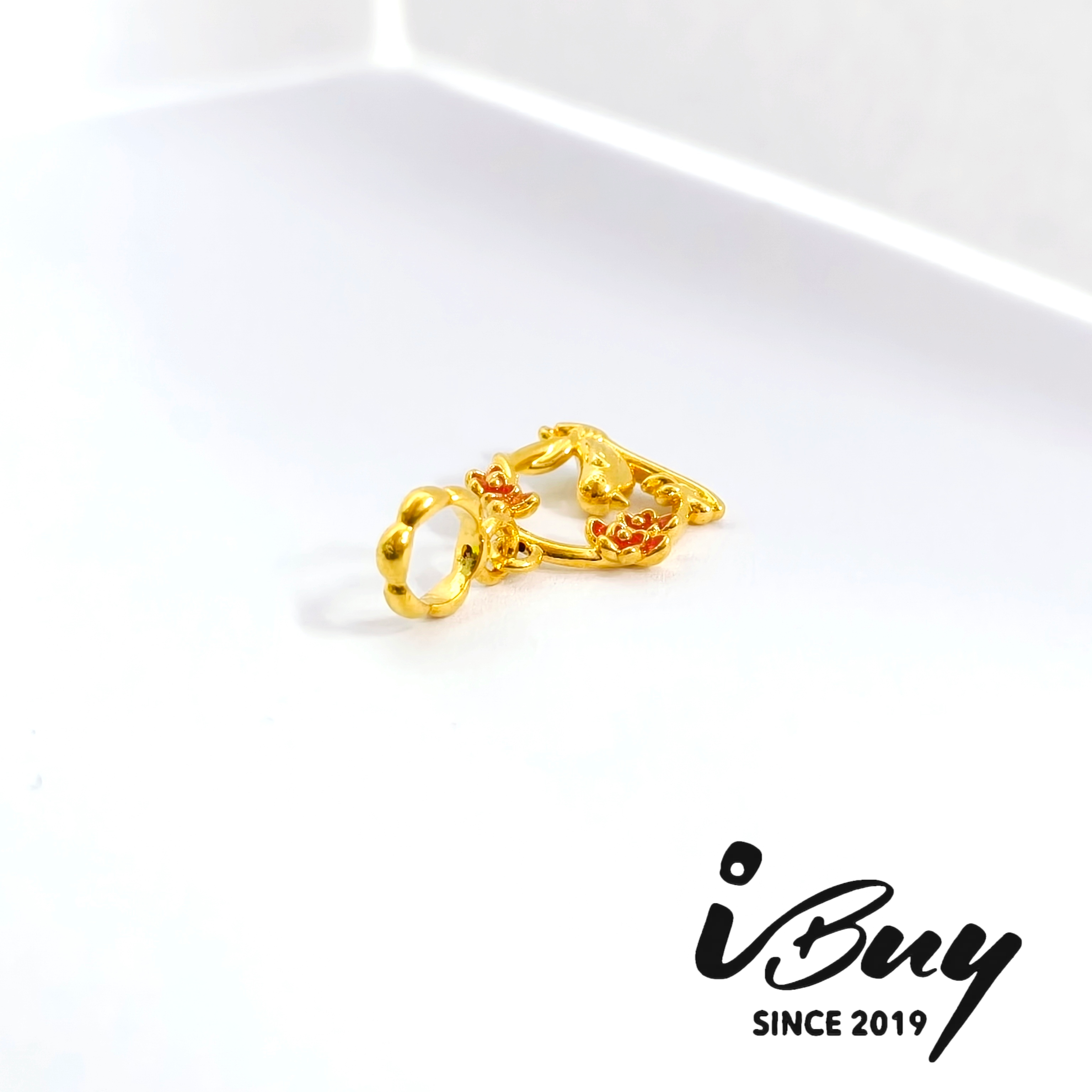 916 HARD GOLD BIRDSONG AND FLORAL FRAGRANCE ORANGE-REN CHARM BEAD 916 硬金 橘红色鸟语花香 串咀