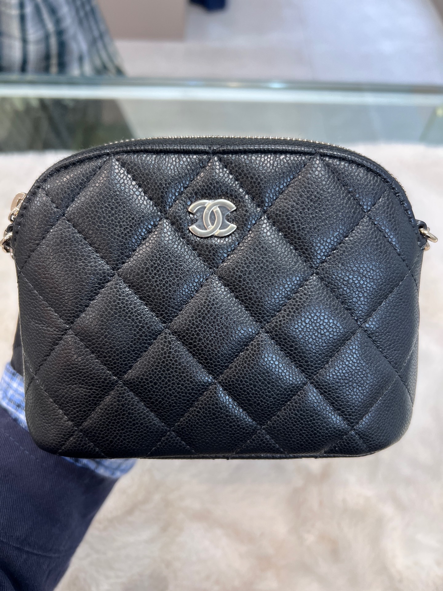 【預訂貨品】Full set👜芯片款 Chanel黑金荔枝牛皮mini貝殼包 