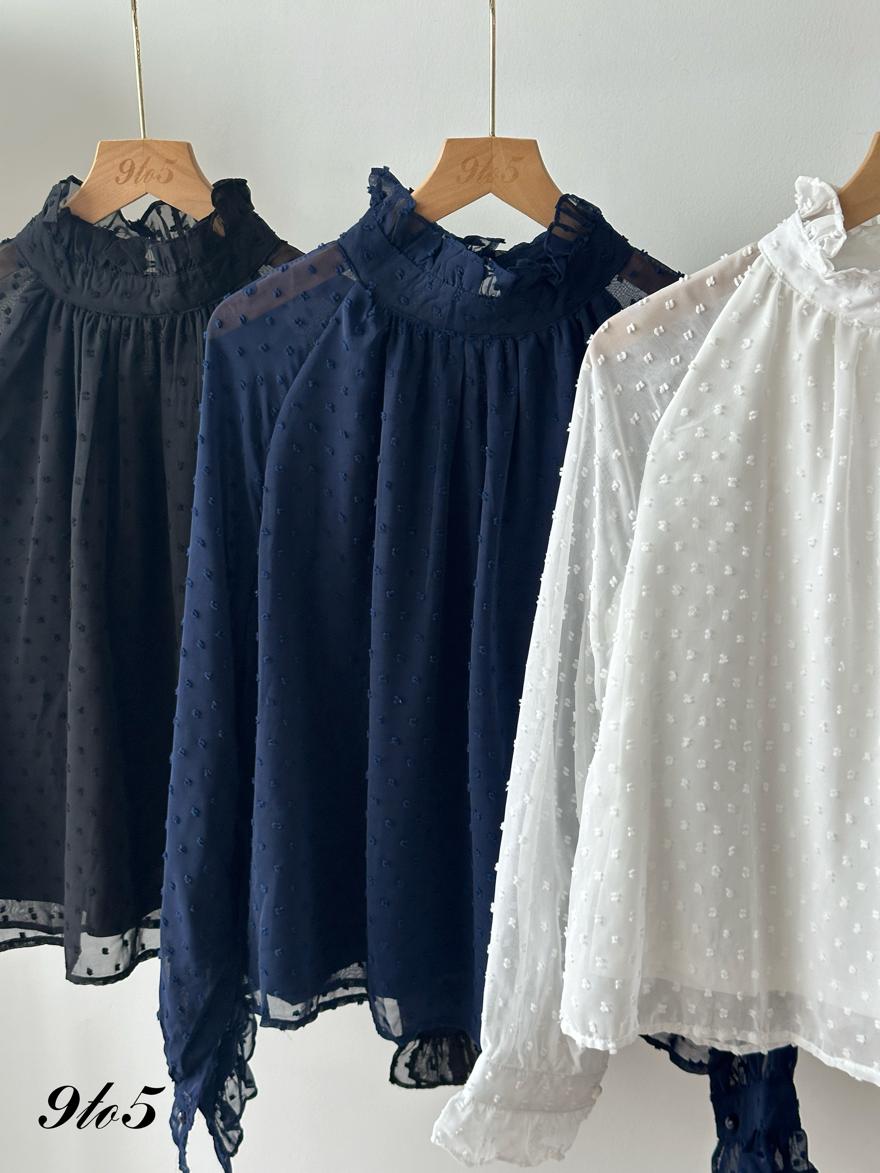 T4405 Ruffle Mock Neck Shirt - 3 Colors 