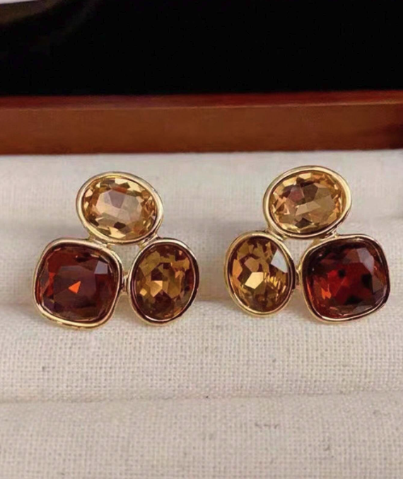 Trio Gemstone Stud Earrings