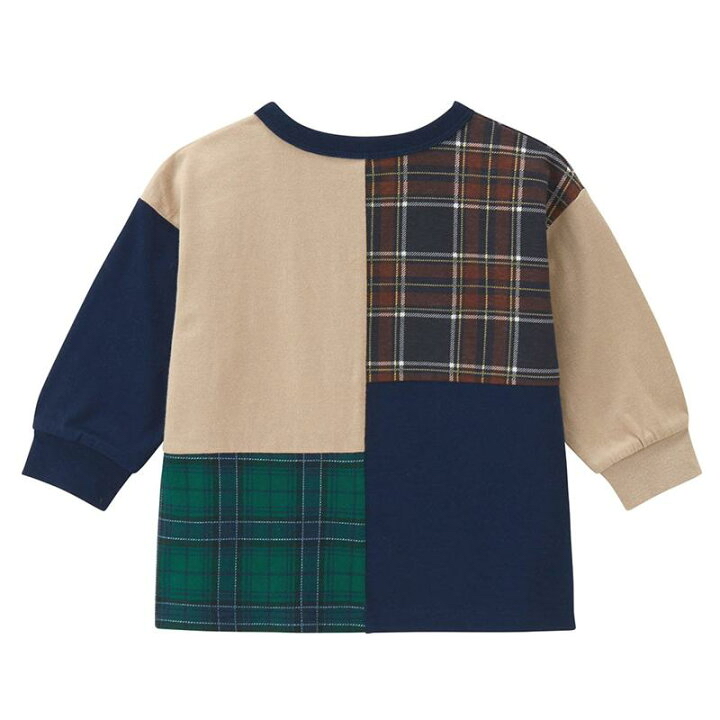 🇯🇵預訂 日本直送🇯🇵兩色格紋拼布口袋長袖上衣