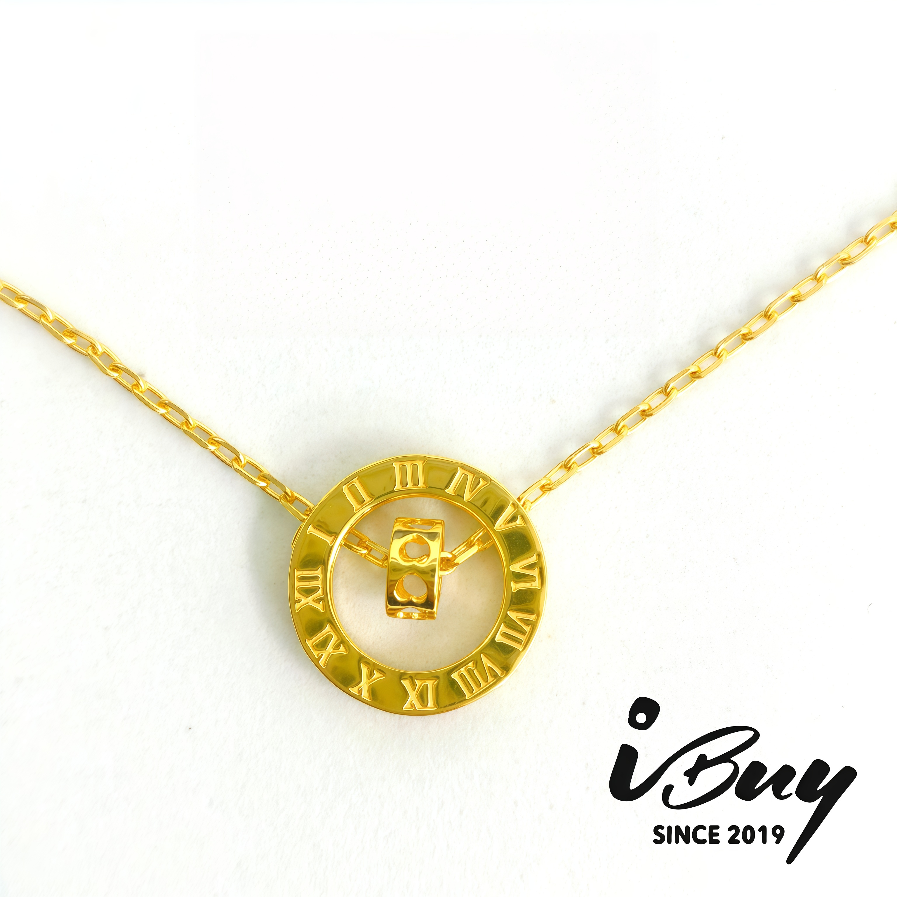 916 GOLD ROME NUMERIC SOLID CABLE CHOKER 916 金 罗马数字实心万字项链