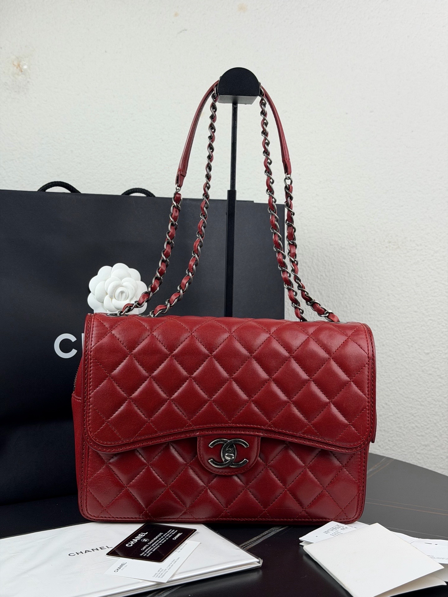 【預訂貨品】Chanel CF系列紅色羊皮郵差包