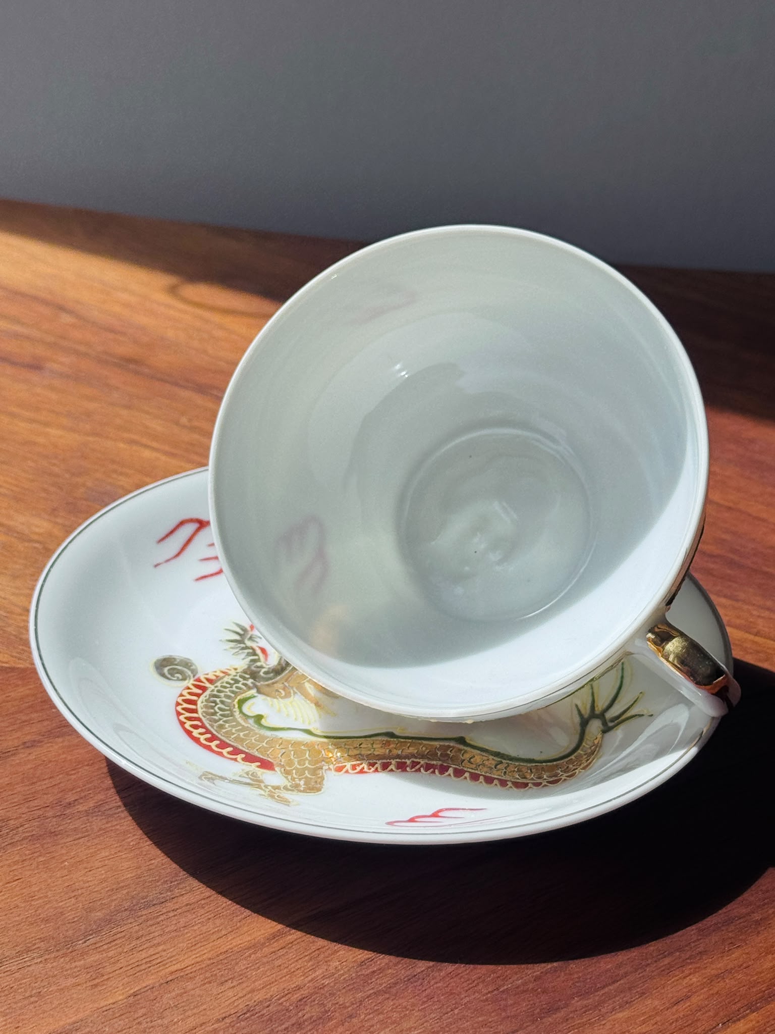 Vintage Japanese Soko C.1950s Lithophane “Geisha Cup” with Hand-painted Dragon (MT2614)
