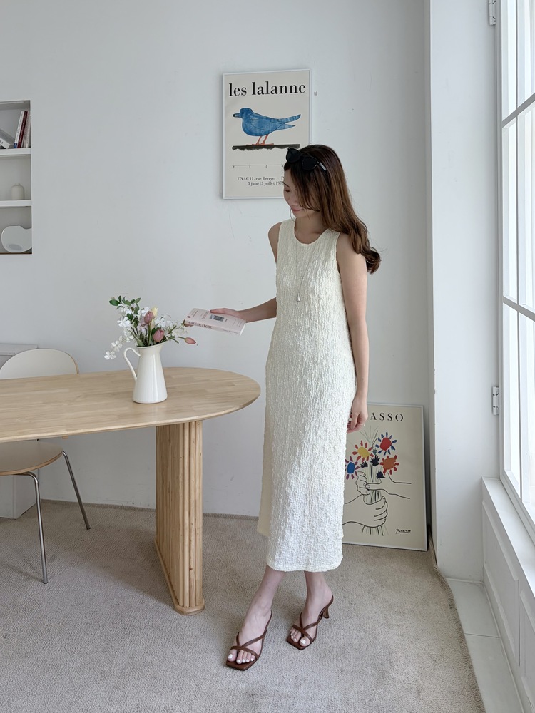 Ruched Slim Dress (Cream)