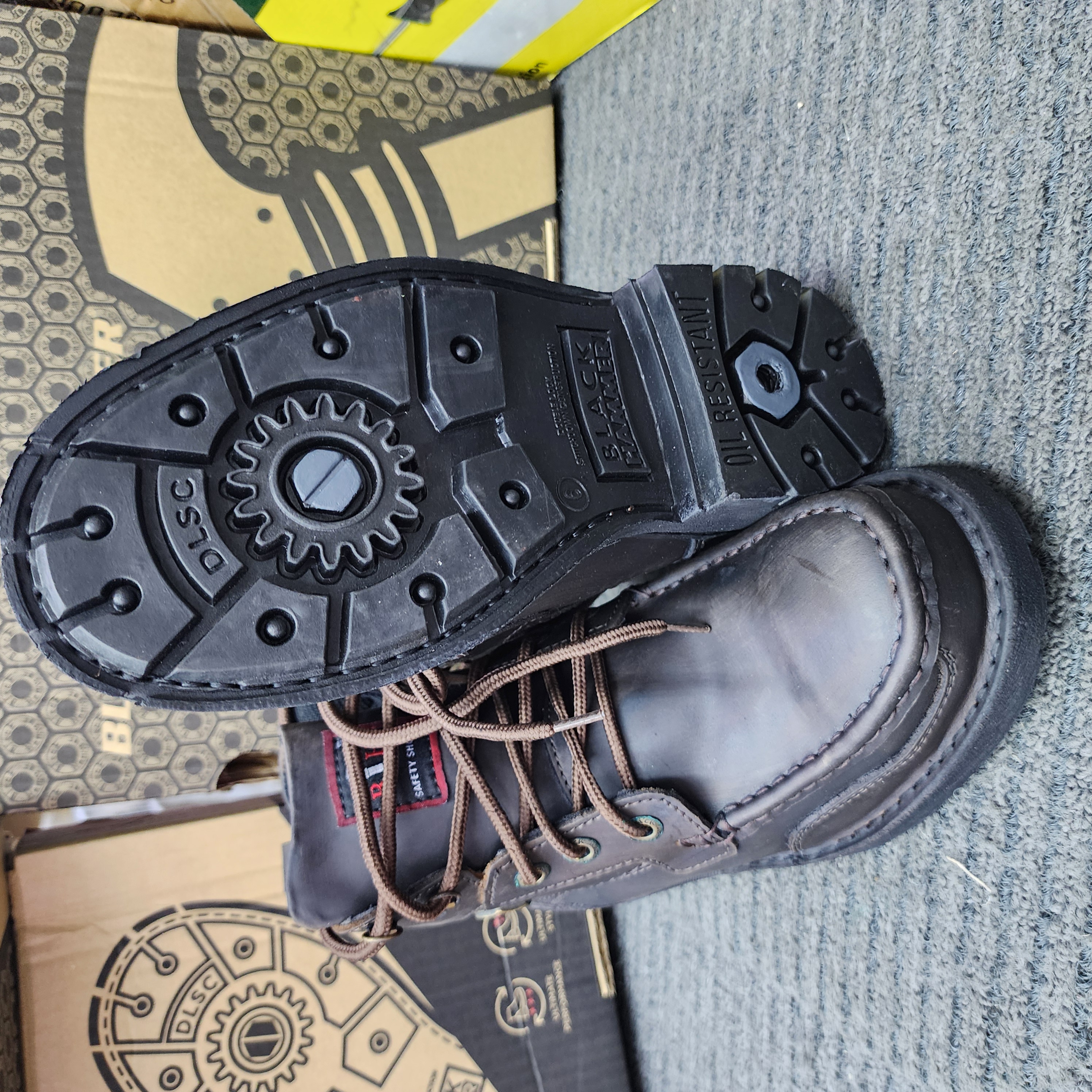 Black Hammer 4000 Series Men Safety Shoes Mid Cut Mocassins With Lace Up BH 4994 Boots Leather Steel Toe Kasut Keselamatan