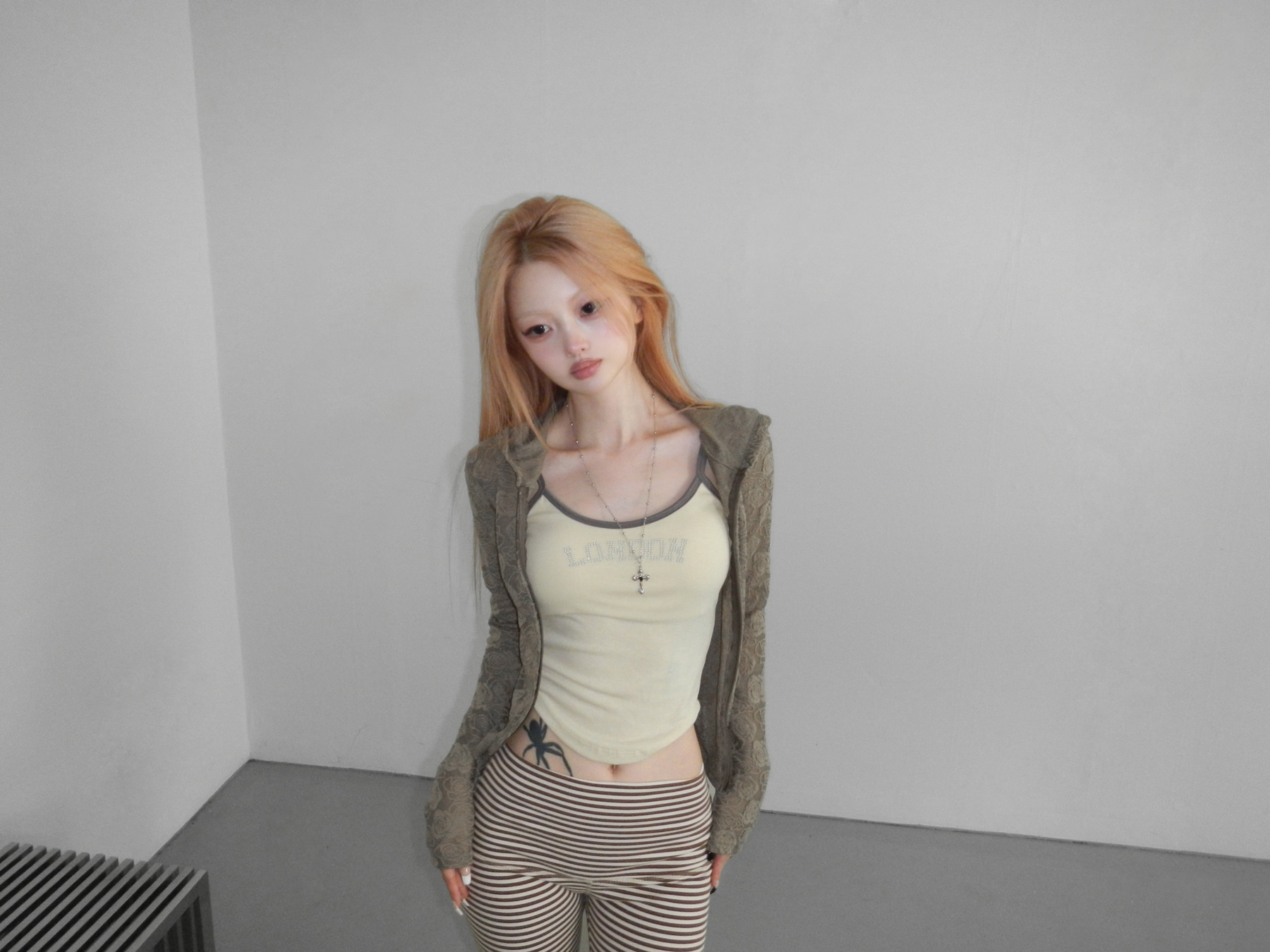 Floral Lace Zip-Up Hoodie