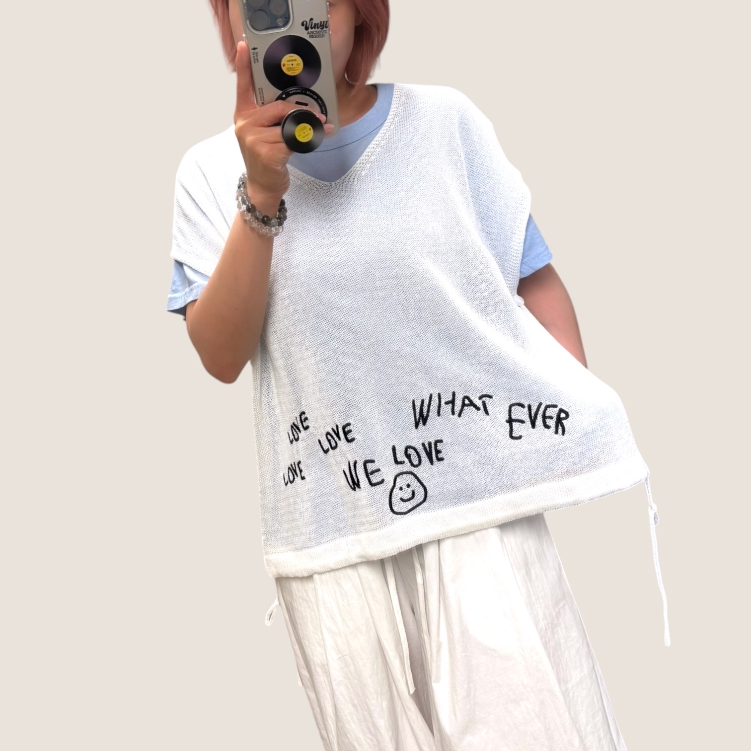 221447 V領哈哈笑線背心