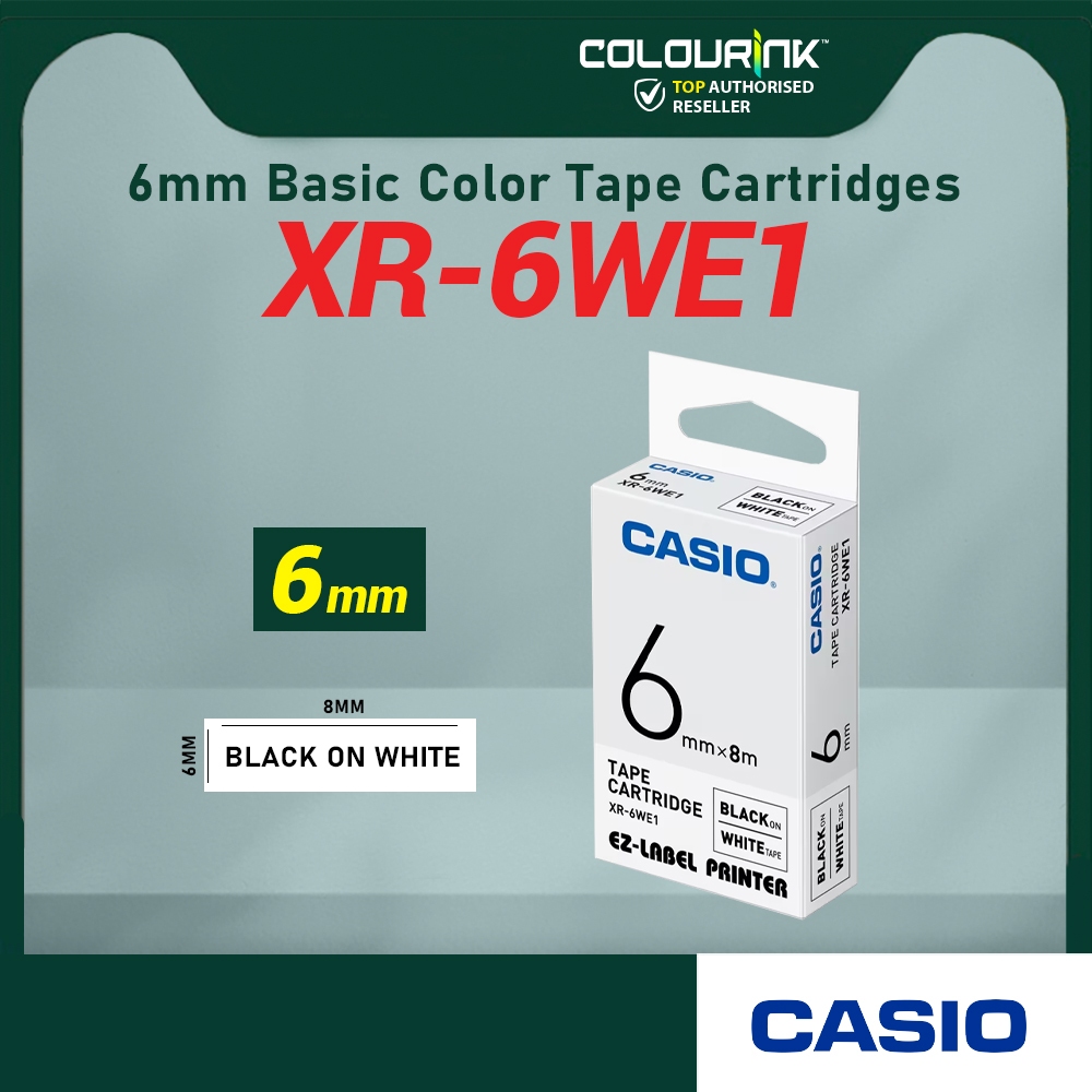 CASIO ORIGINAL GENUINE 6MM EZ LABEL TAPE FOR  KL-120 KL-130 KL-820 KL-60 KL-HD1 KL-8400 KL-G2