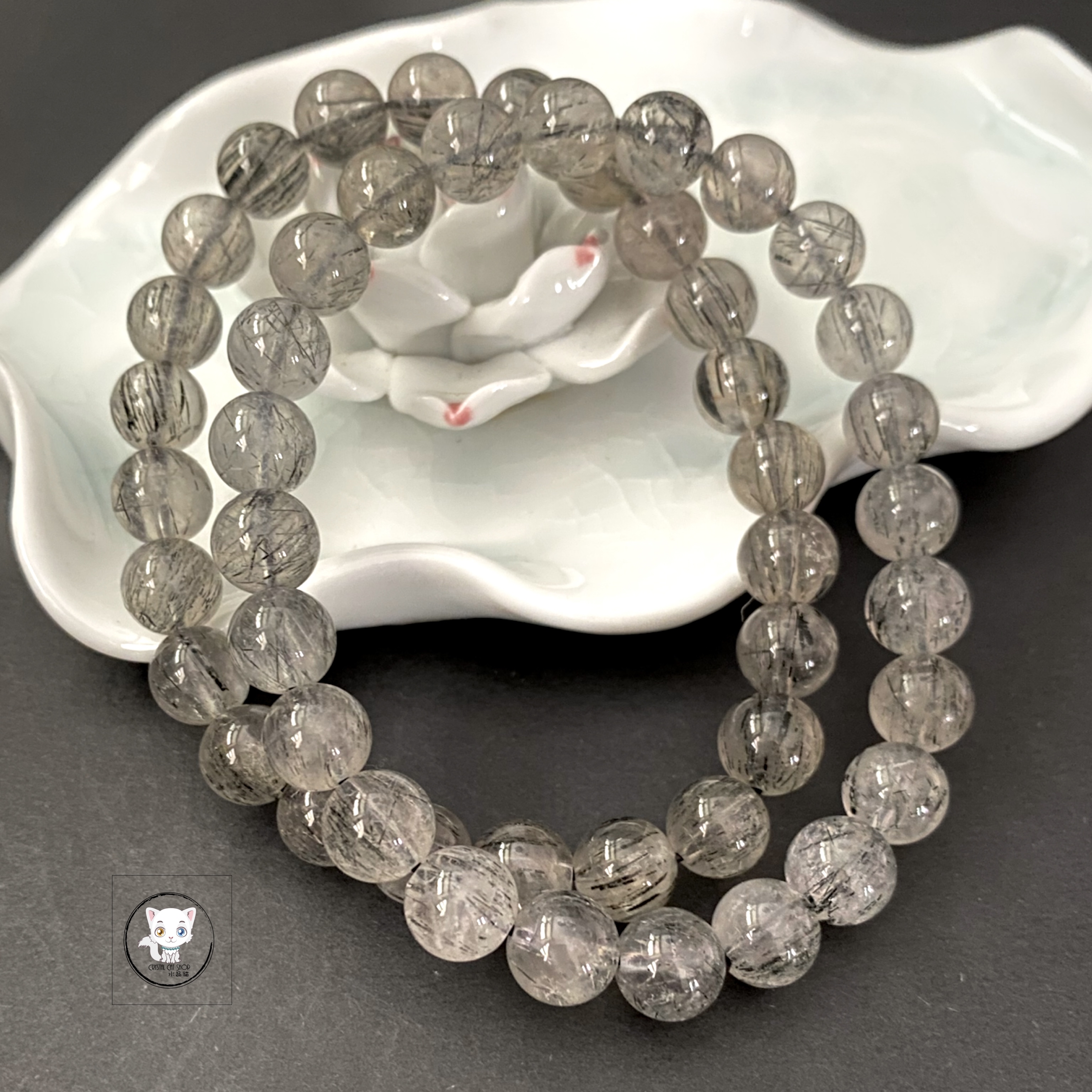 巴西黑髮晶手鏈 8mm