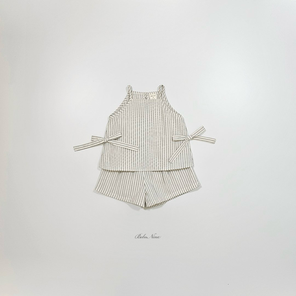 ☀️預訂 韓國直送☀️🇰🇷Bebenine兩色緞帶條紋純棉吊帶上下套裝
