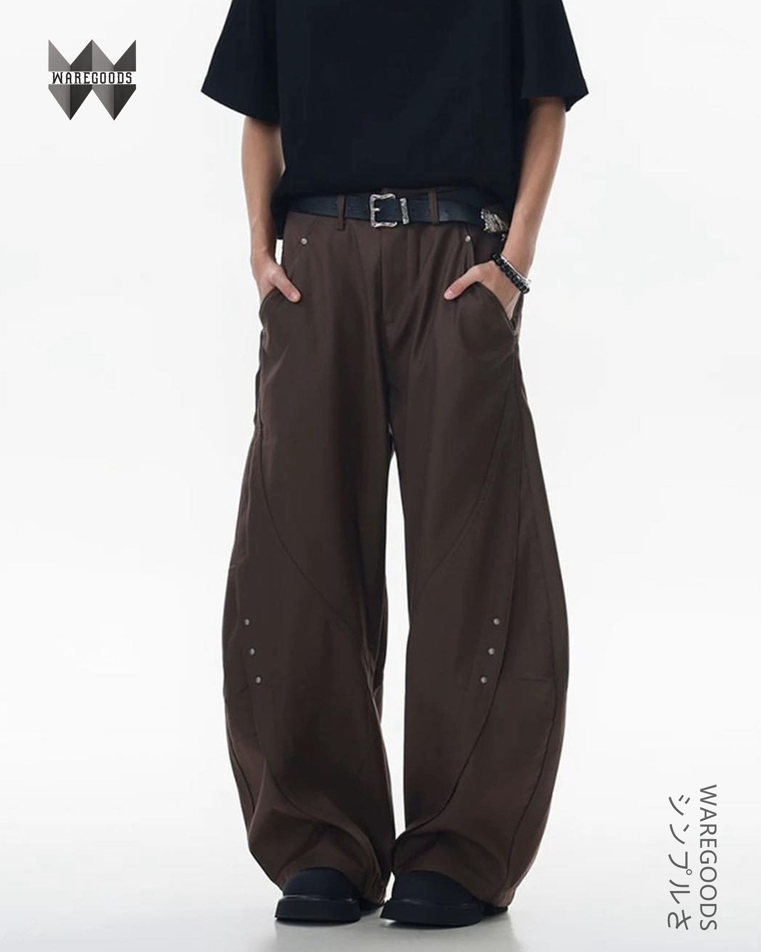 W828 鬆身彎刀闊腳褲