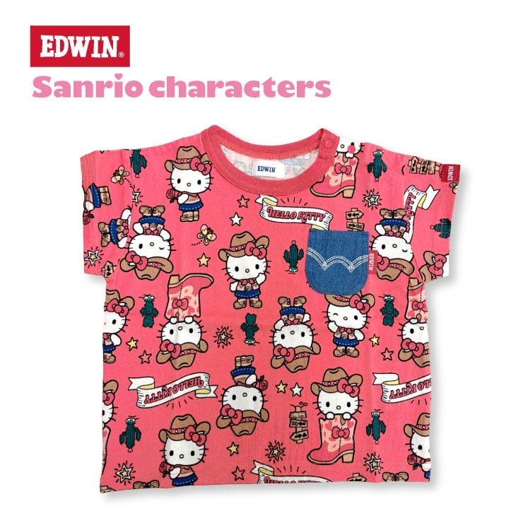 🇯🇵限量預訂 日本直送🇯🇵 EDWIN × Sanrio HELLO KITTY人物滿印口袋短袖T恤