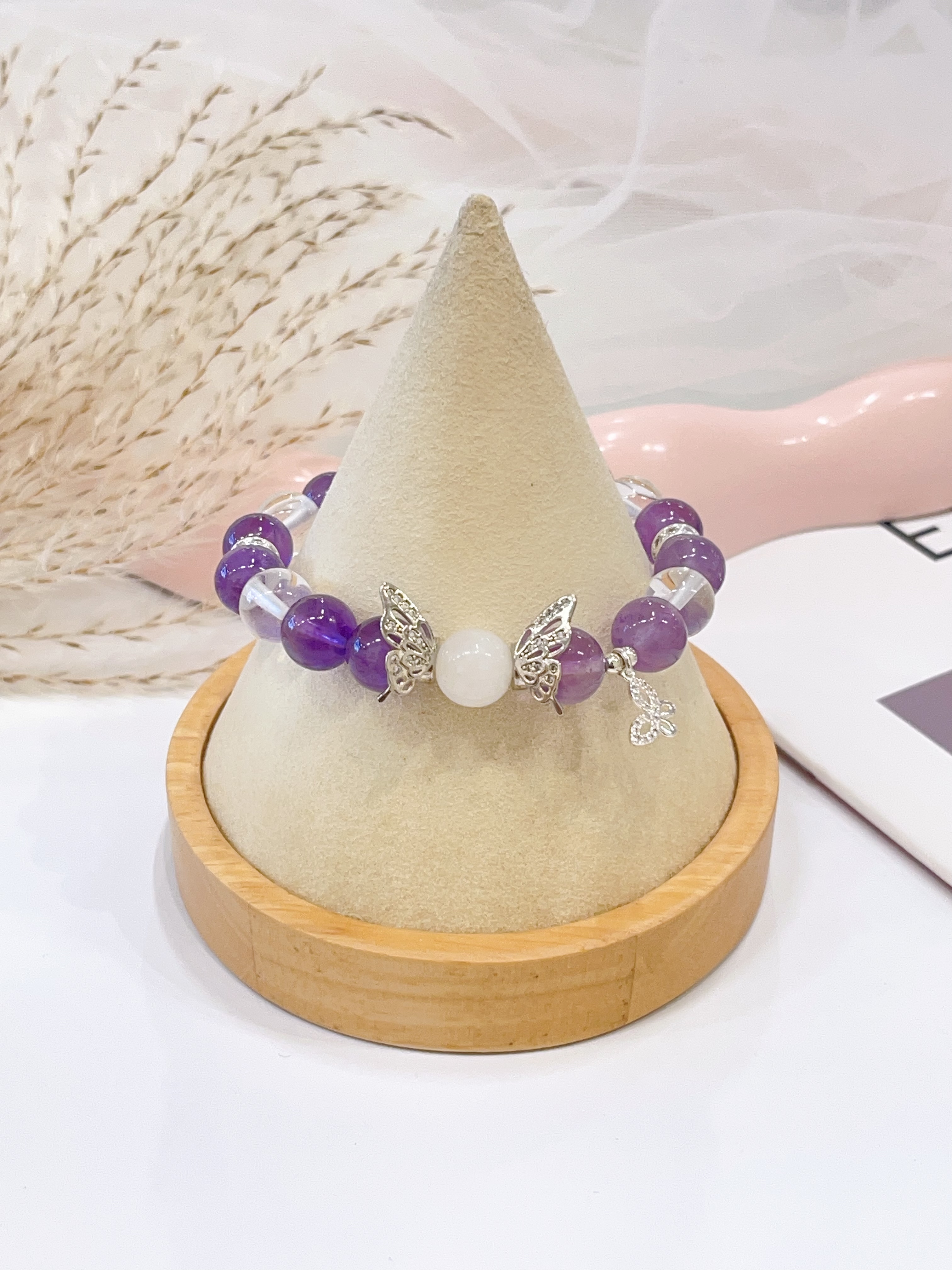 🌈 海蓝宝 × 紫水晶 × 粉水晶 × 葡萄石 × 白水晶手串 Aquamarine, Amethyst, Rose Quartz, Prehnite & Clear Quartz  |  10mm