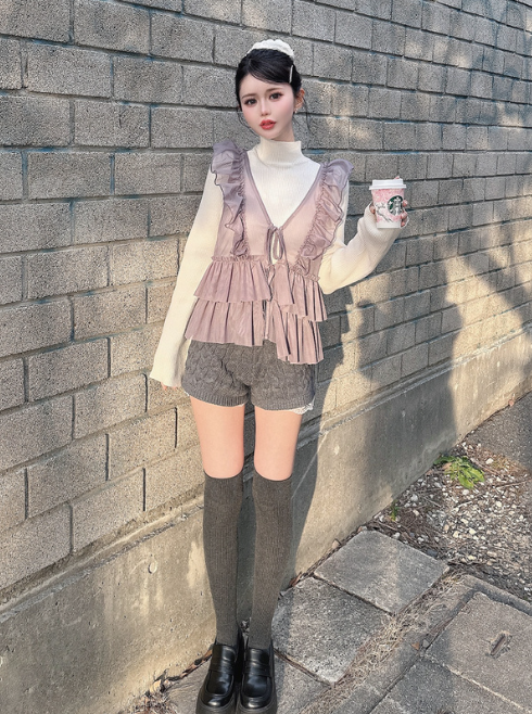 薄紗綁帶背心 [dh1312]