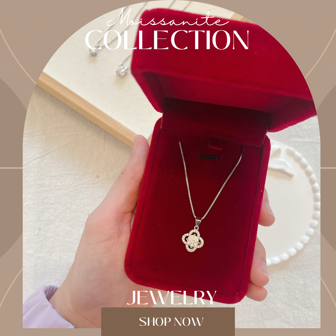 Moissanite Flower Pendant Necklace  