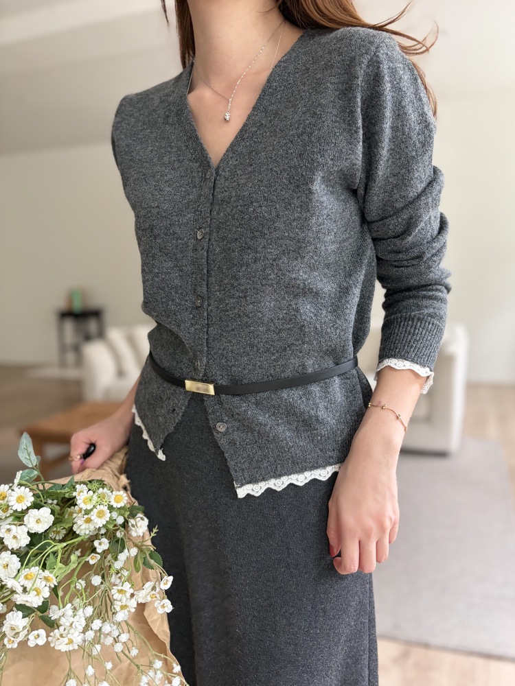 The Lacie Wool Cardigan (Charcoal)