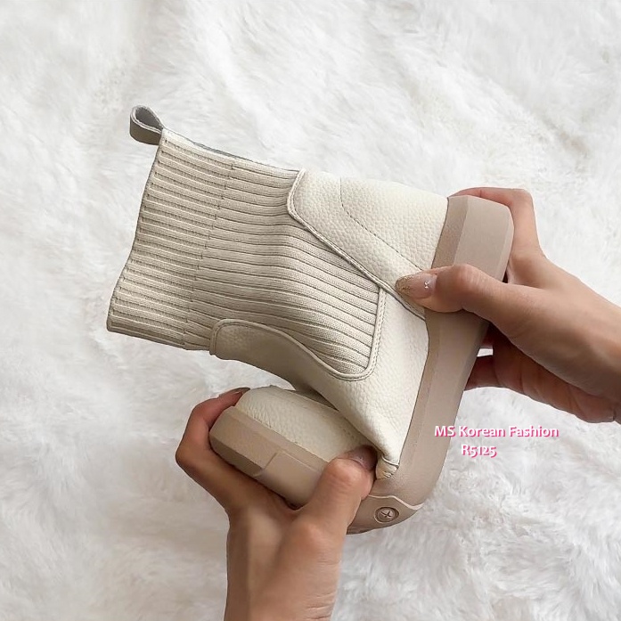 R5125 韓國🇰🇷襪套真皮短boot