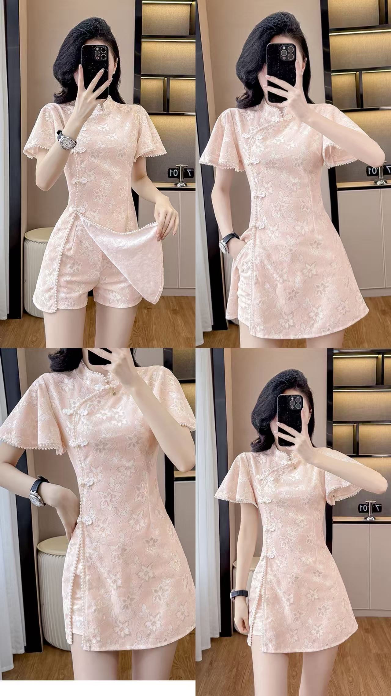 6618 蕾丝国风两件套