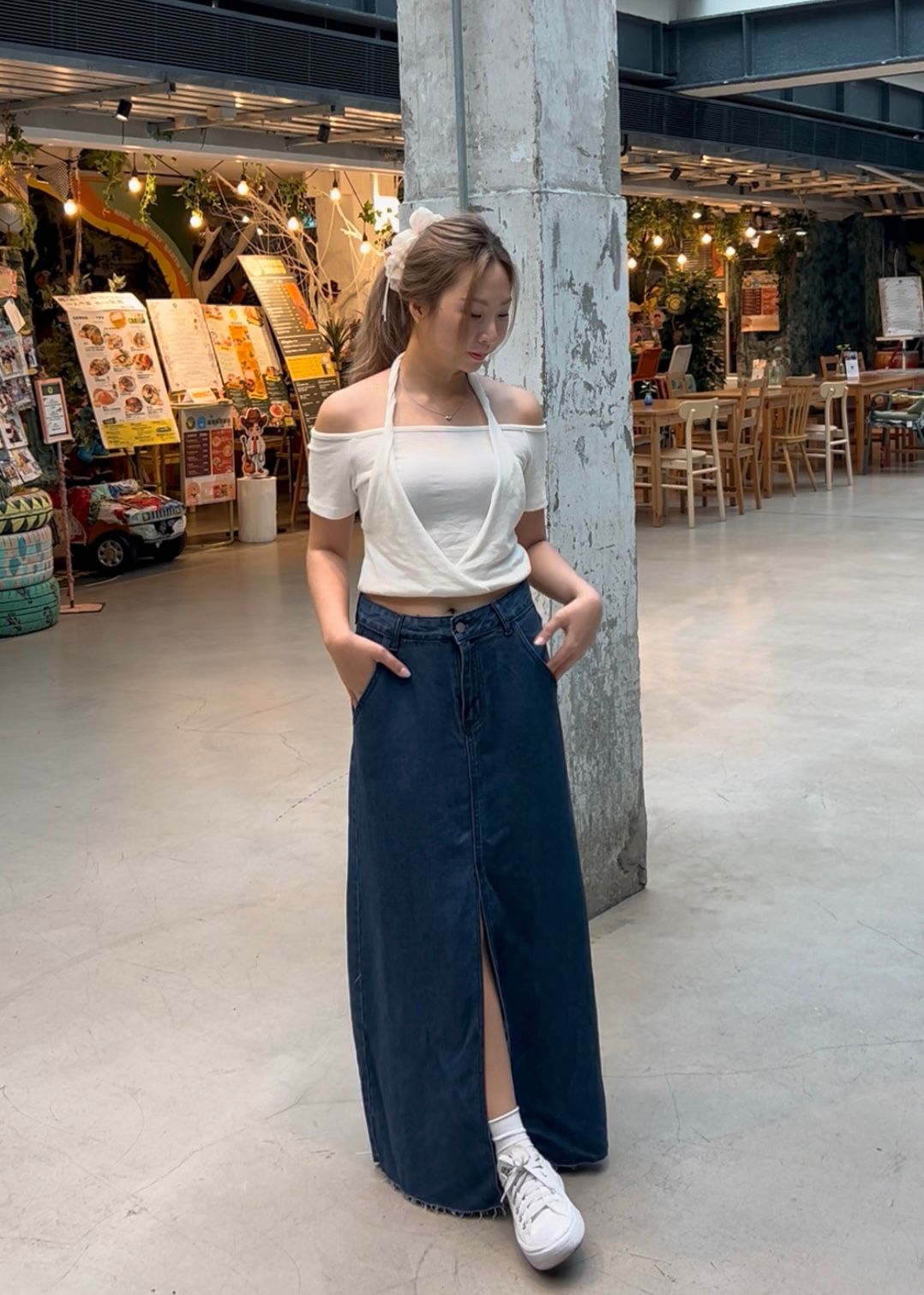 軟熟高叉牛仔裙