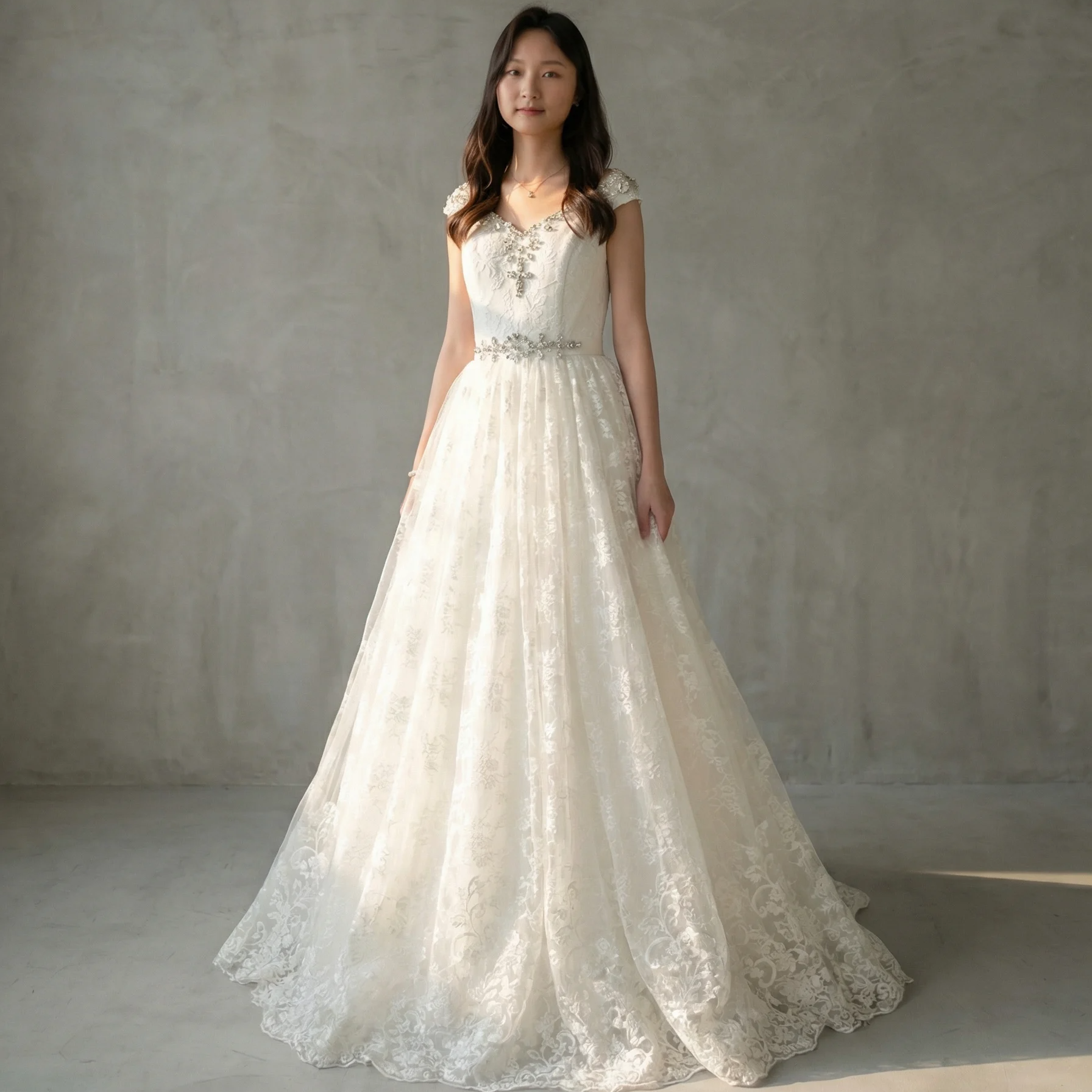 蕾絲婚紗禮服裙LAST ONE (SIZE : BUST 33 Inches / WAIST 26.5) 