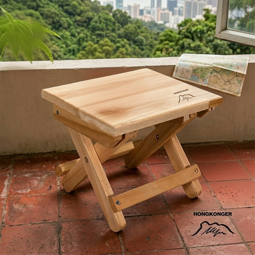 【專屬刻字】HONGERKONGER 原木小摺凳