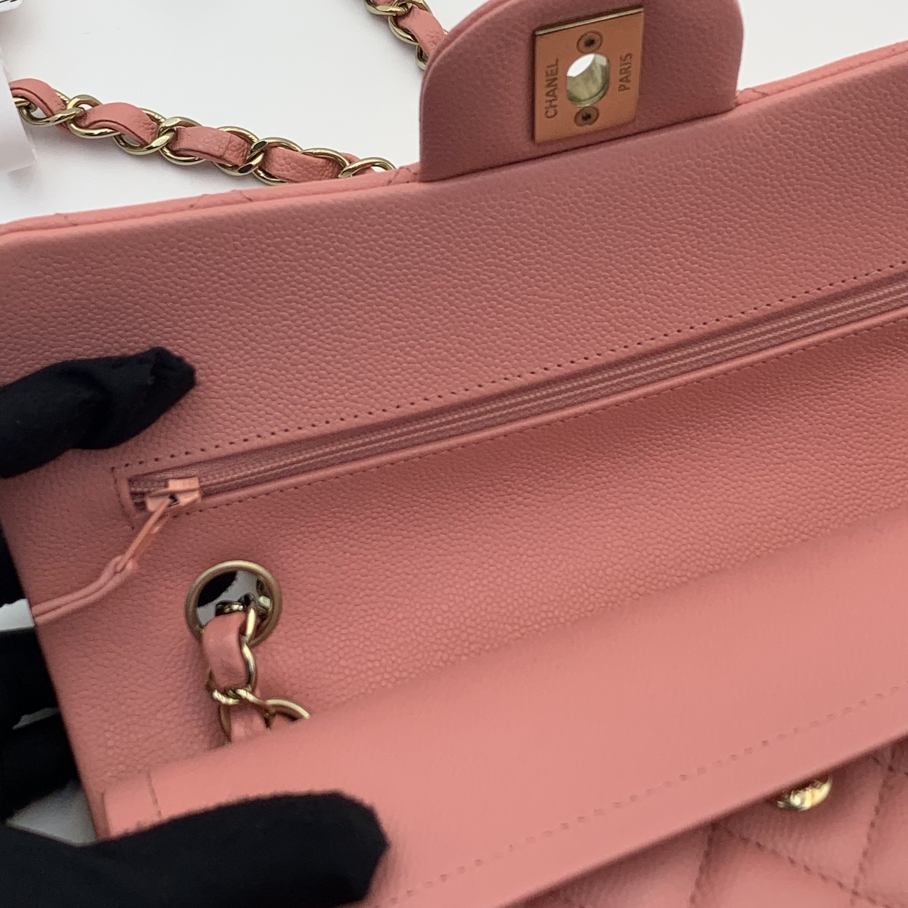 🎀情人節必備禮物✨Chanel CF小號 荔枝紋牛皮珊瑚粉classic handbag