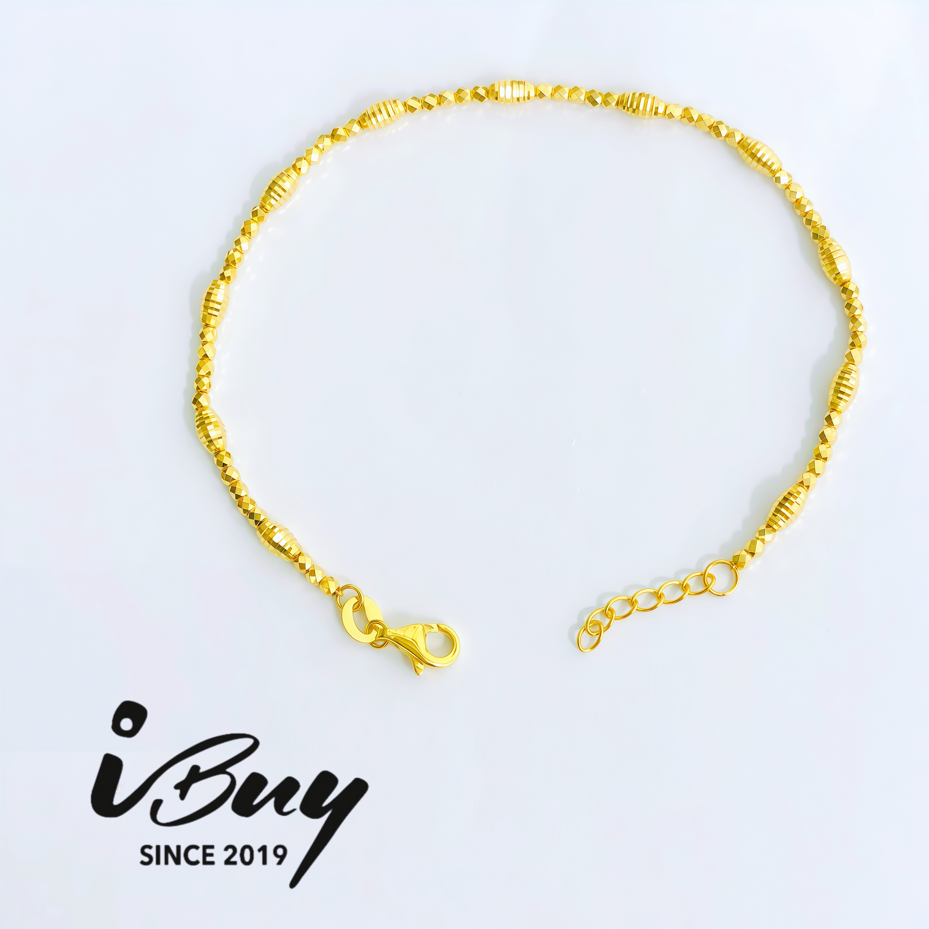 916 GOLD DISCO ELONGATED TUBE BEAD BRAQCELET 916 金 蹦迪长珠手链