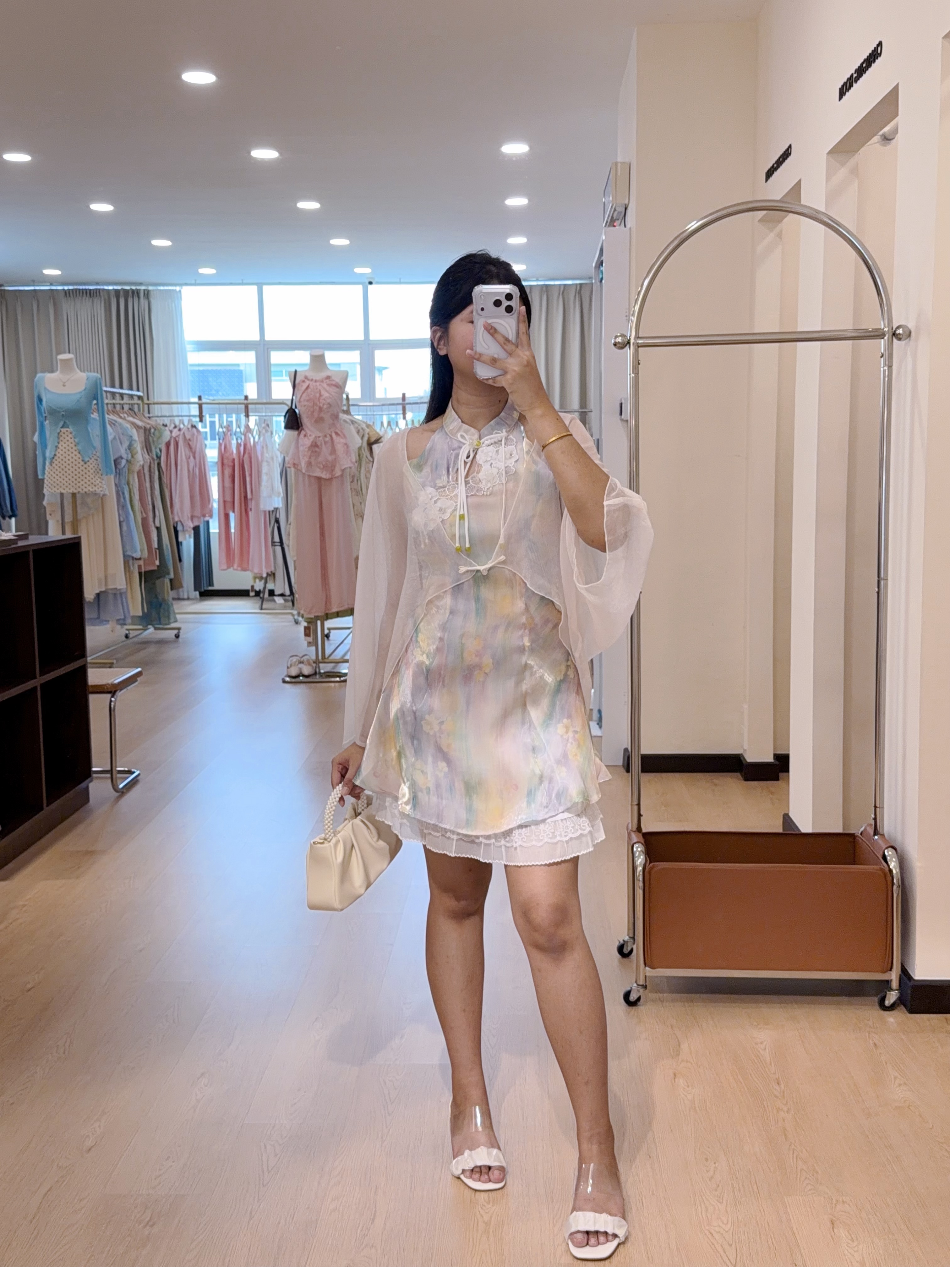 0429挂脖新中式旗袍连身裙