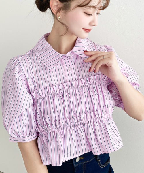 荷葉邊抹胸短袖襯衫上衣【JT036】