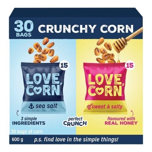 加拿大Costco 直送  LOVE CORN 海鹽味和甜鹹味混合裝 海鹽味x15 ､蜜糖海鹽x15. 30包x20g