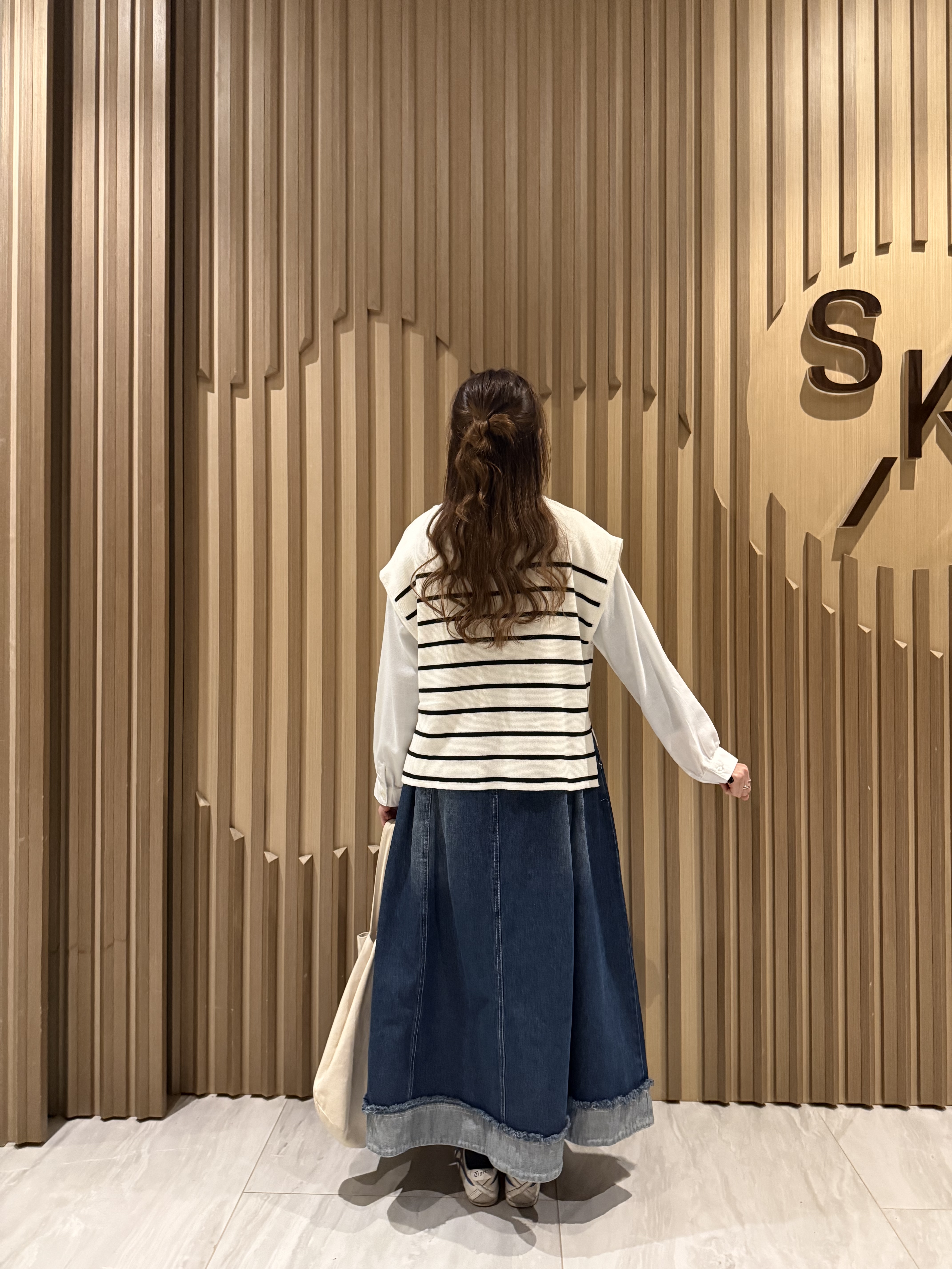 造舊拼布牛仔裙