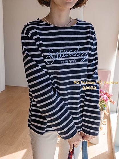 G6036 韓國🇰🇷刺繡字母橫間top