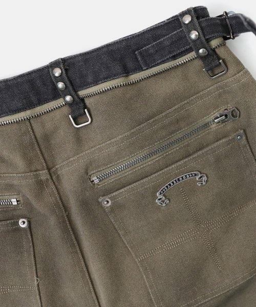 Studded Carpenter Curved Pants - Beige - 스터디드 카펜터 커브드 팬츠 - 베이지
