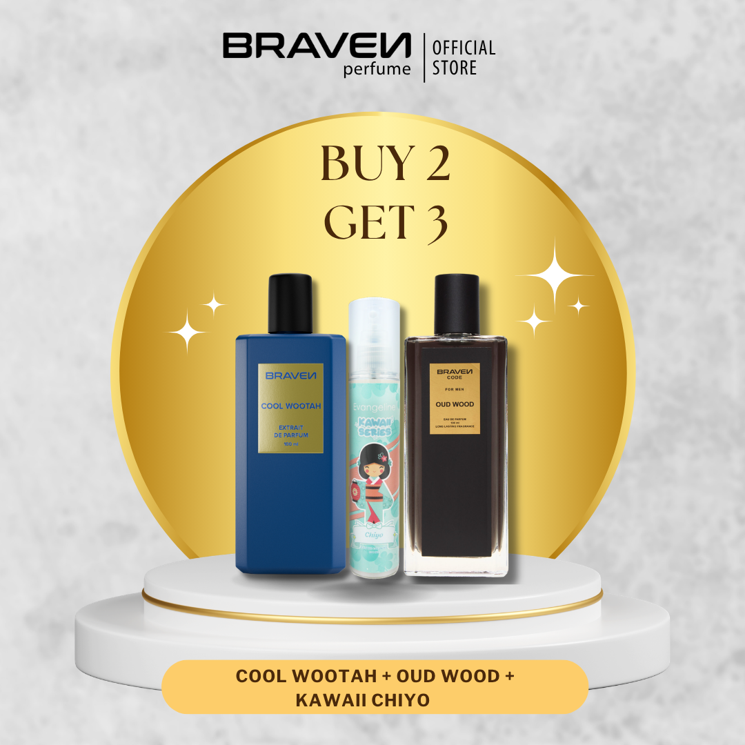 Braven Perfume Combo Set - Buy 2 Get 3 - Cool Wootah + Oud Wood + Chiyo