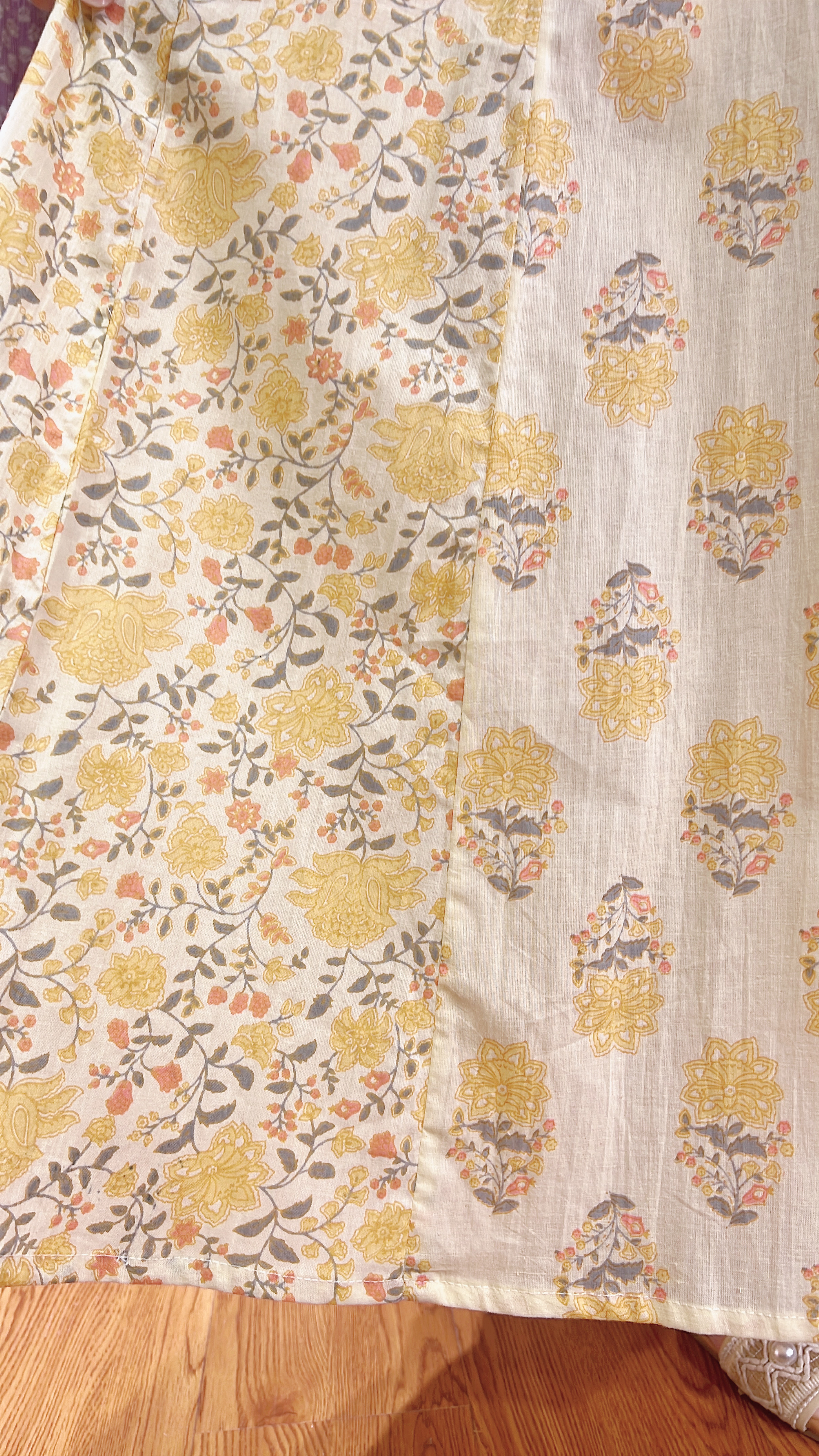 2459 Light Yellow Patchwork with adjustable Rope 46"