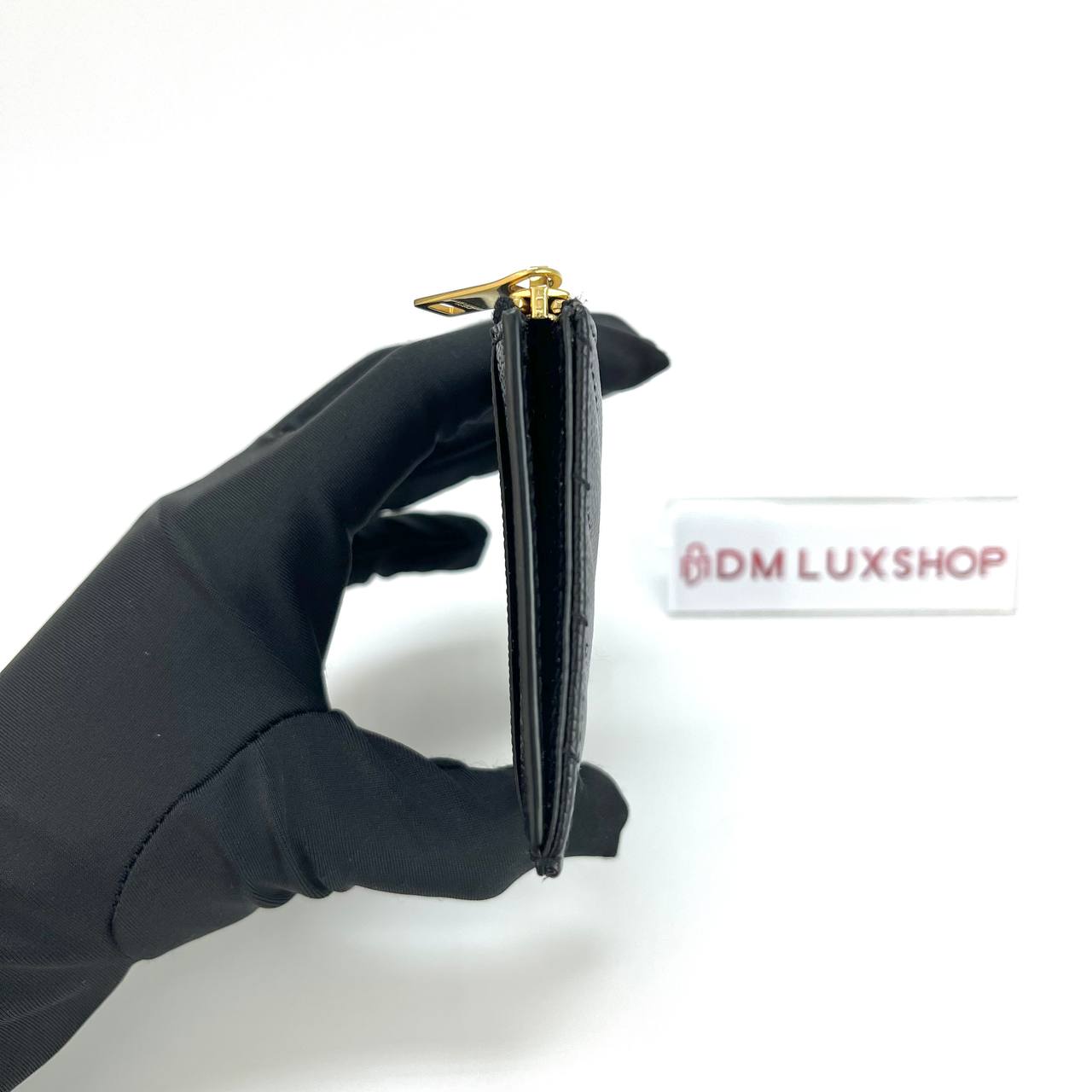 YSL Black Cassandre Matelasse Fragments Card Case GHW