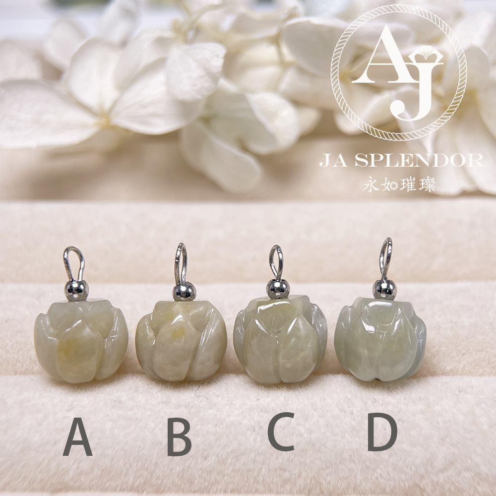 FBG26-H03 淡紫色立體蓮花純銀吊墜 (送鈦鋼項鏈)