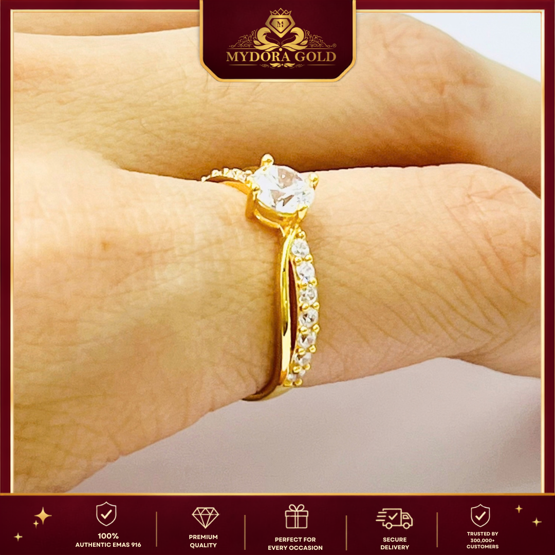 MYDORA Cincin Batu CZ Galaxy Cross l EMAS 916/22K