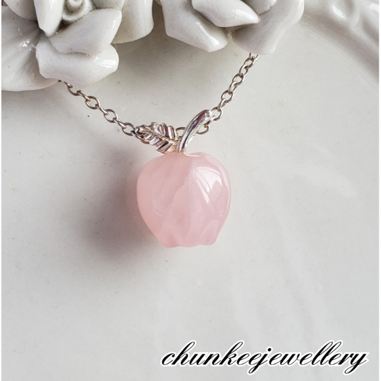 粉紅晶蘋果925吊飾