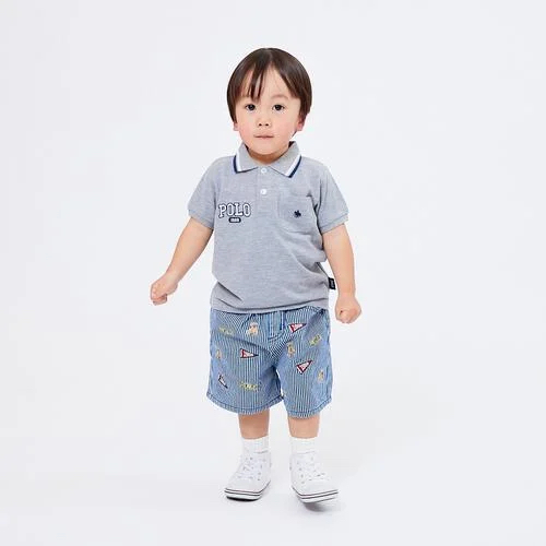 🇯🇵預訂 日本直送🇯🇵Polo Baby標誌小熊刺繡滿印條紋斜紋布短褲