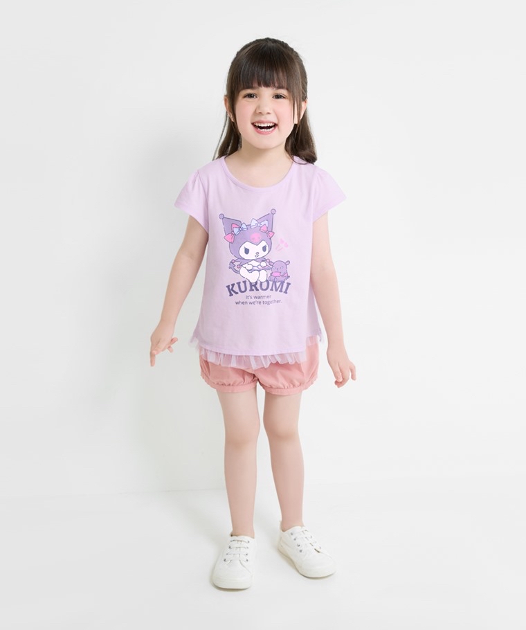 💚預訂 台灣直送💚Kuromi印花網紗拼接純棉短袖T恤