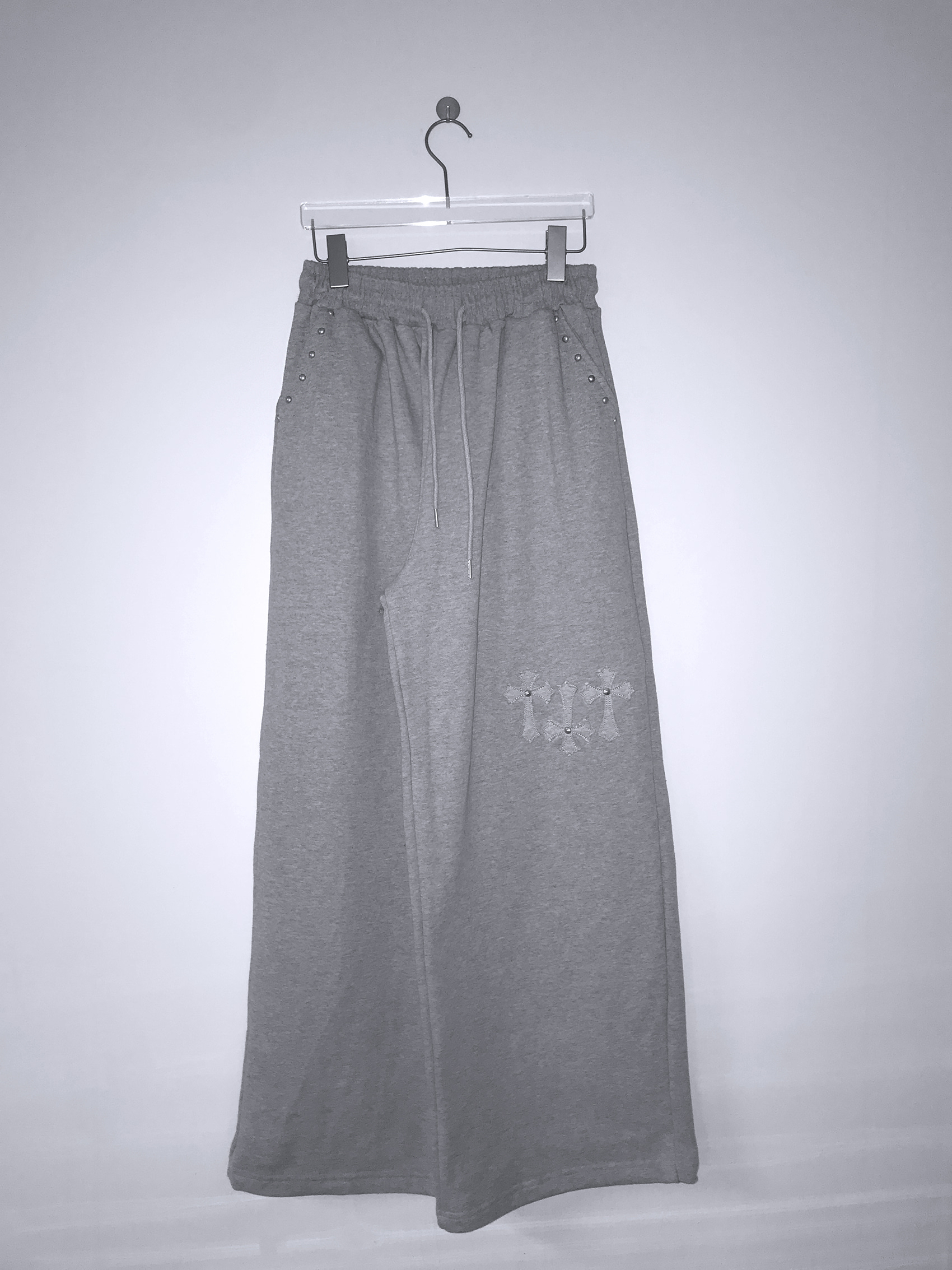 Studded Cross Wide Leg Sweatpants