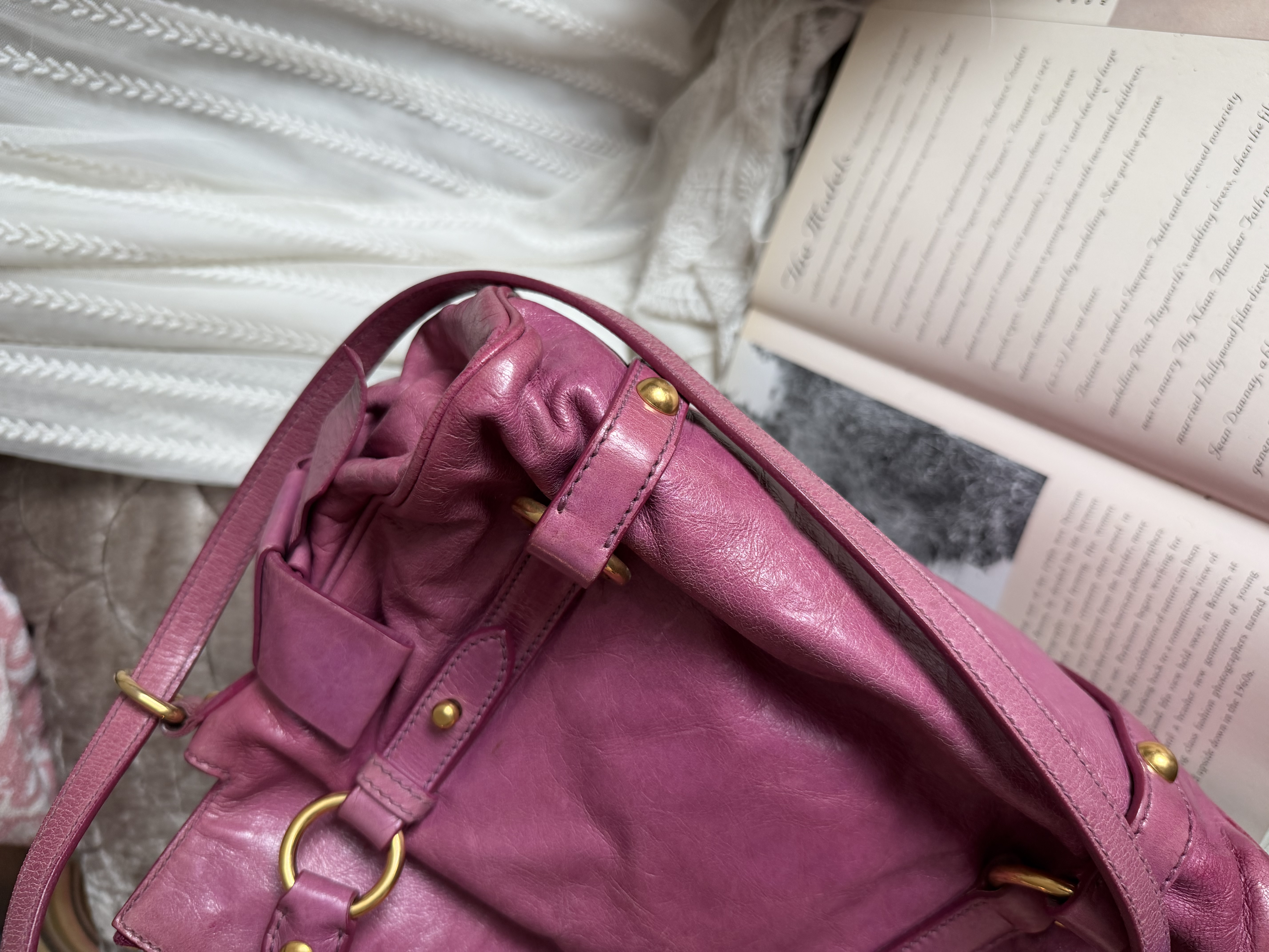 Miu miu pink vitello mini bow bag