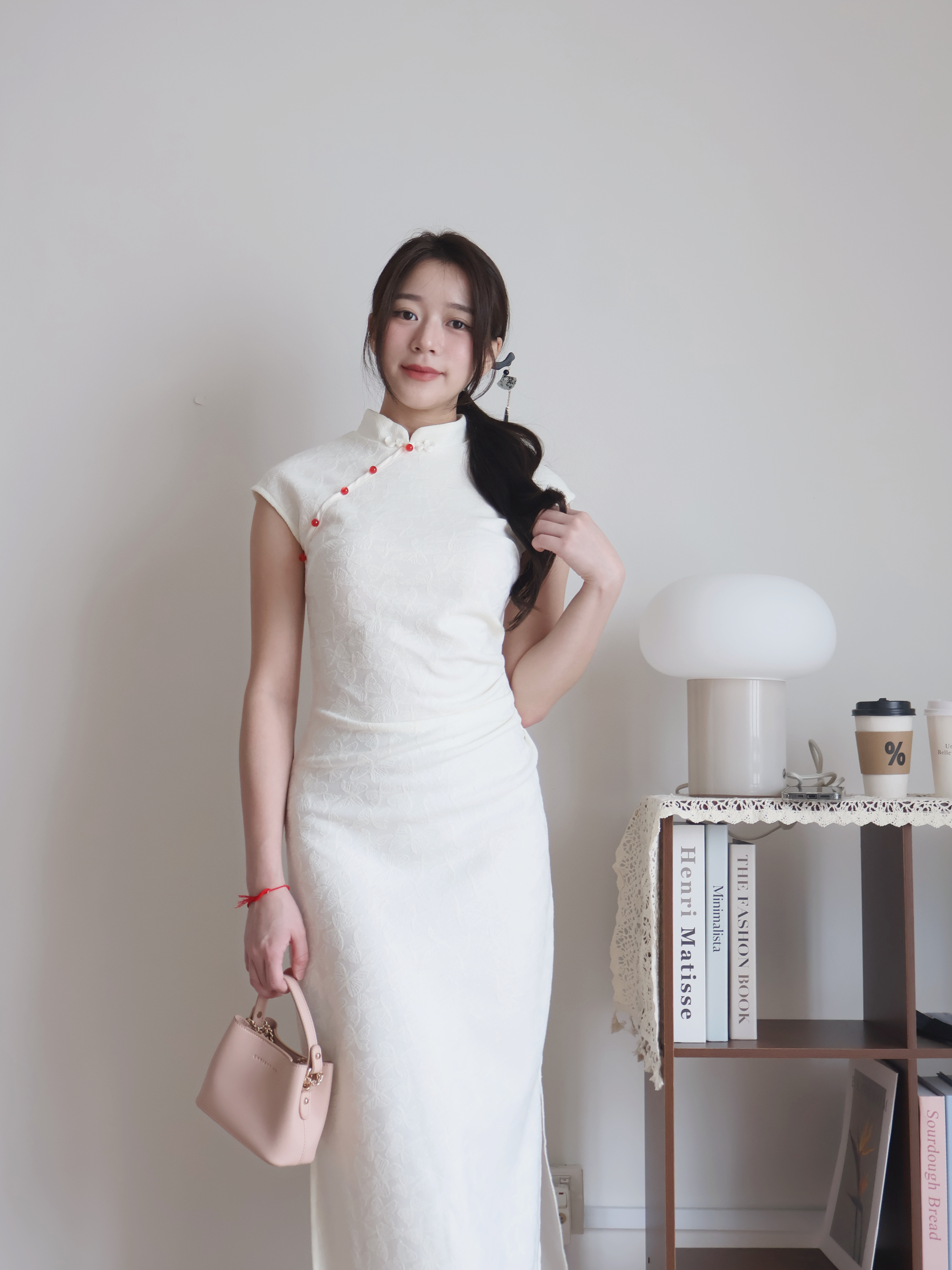 Jade Side-Slit Cheongsam | Cream