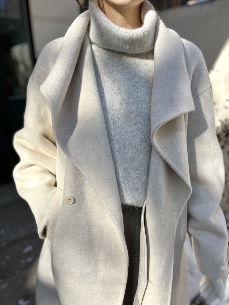 [70% Wool] Parisian Belted Wool Coat (Oat)