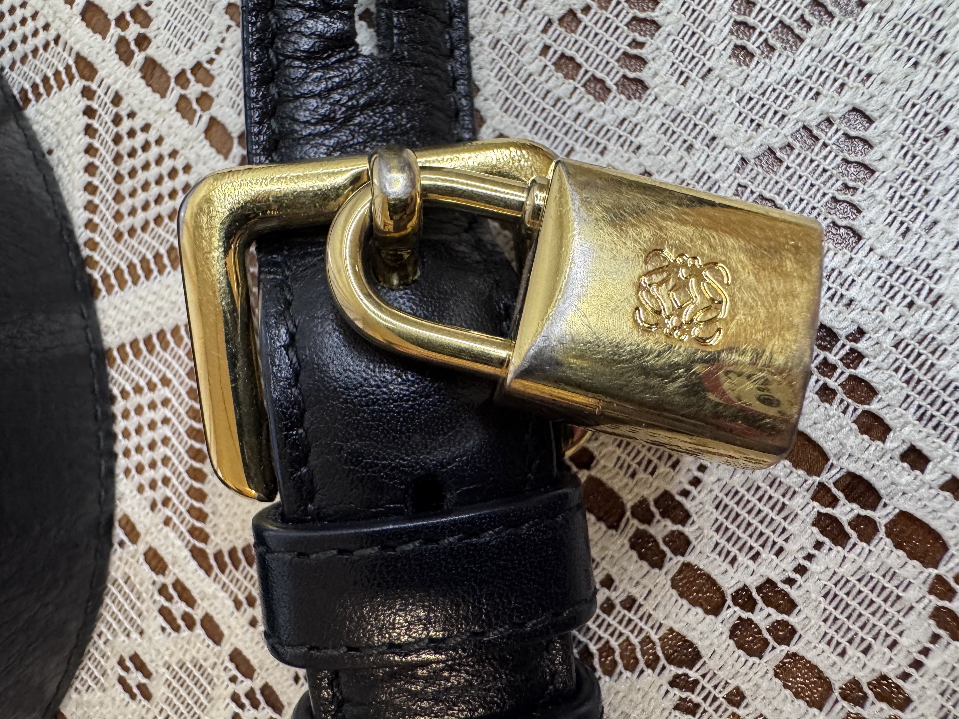 Loewe Black Leather Shoulder Bag
