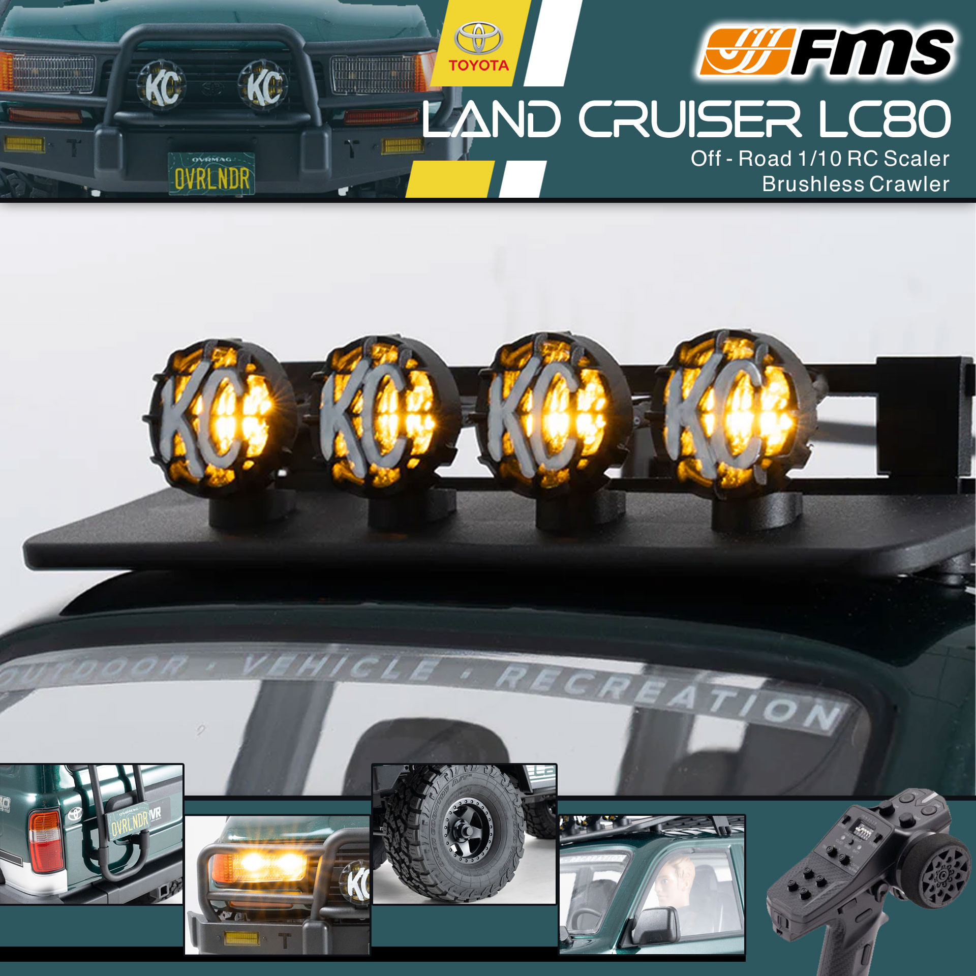 全新 FMS 1:10 LAND CRUISER 80 無刷攀爬車 | FCX10 | LC80 | TOYOTA 授權 | 4輪驅動 | 3541 KV1200 無刷電機 | 雙速變速機械波箱